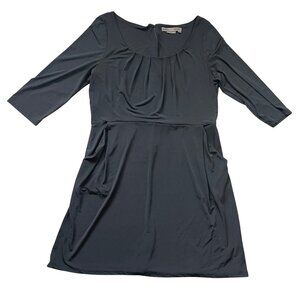 To The Max Black Scoop Neck‎ Dress Women's XL Pockets 3/4 Sleeves Knee Length